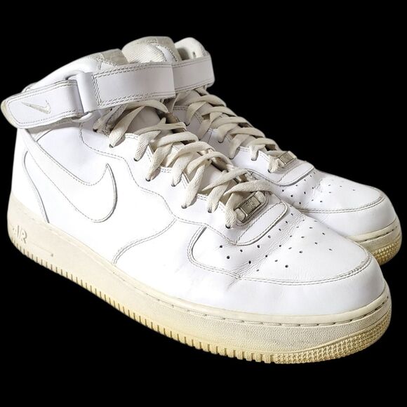 Nike Air Force 1 Mid Triple '10 White Sneakers Size 13 Mens 315123-111 - Picture 1 of 12